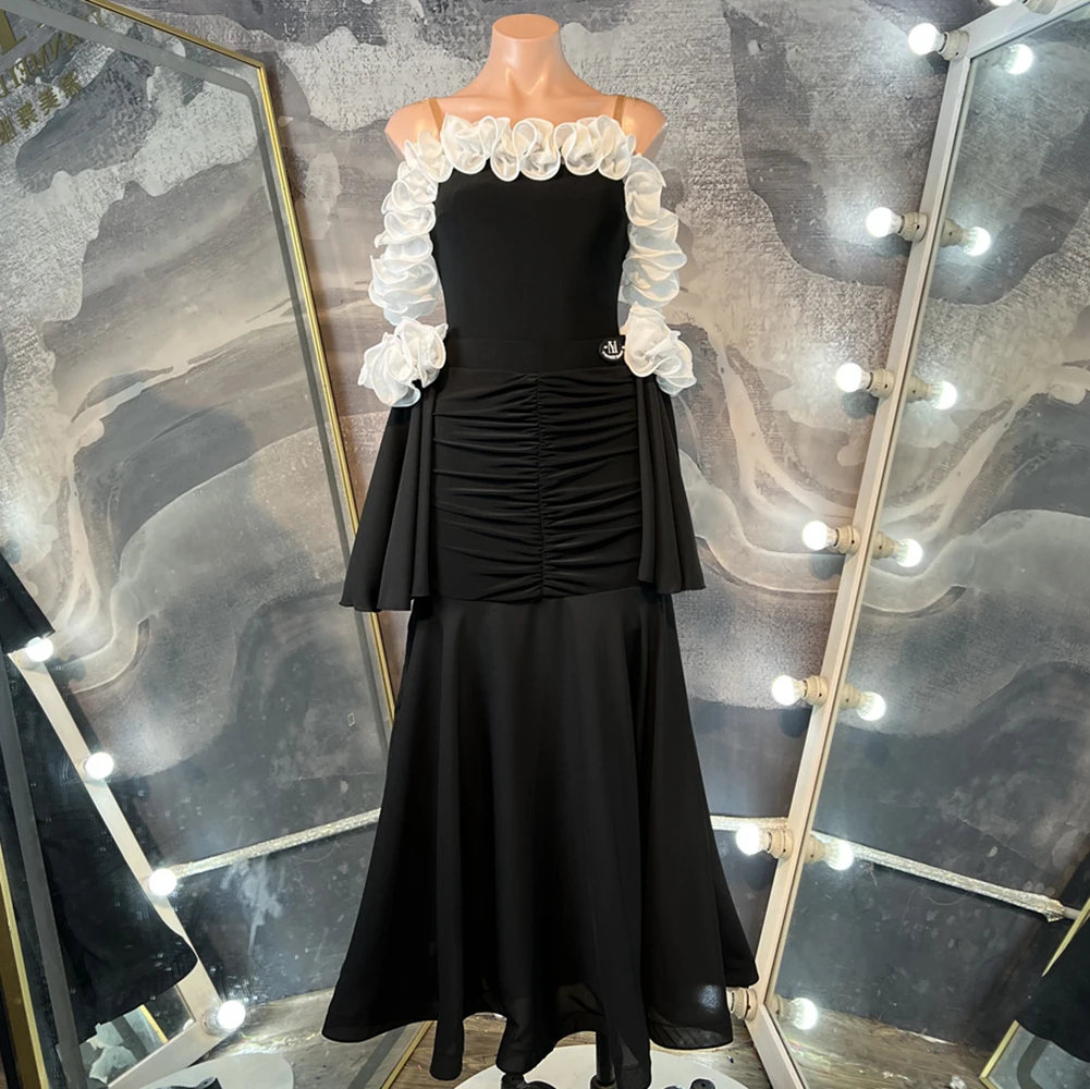 Wysokiej jakości strój do ćwiczeń tańca, sukienka na imprezę, taniec towarzyski, sukienka na zawody, temperamentna sukienka flamenco, strój walca z odkrytymi plecami.