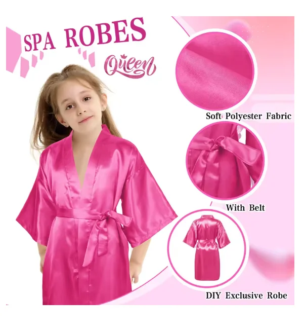 6-12 قطعة سبا بنات حفلة عيد ميلاد فرقة الجلباب فتاة كيمونو سبا رداء بيجامة حفلة الحسنات لينة الساتان البشكير للطفل عيد ميلاد ديكور