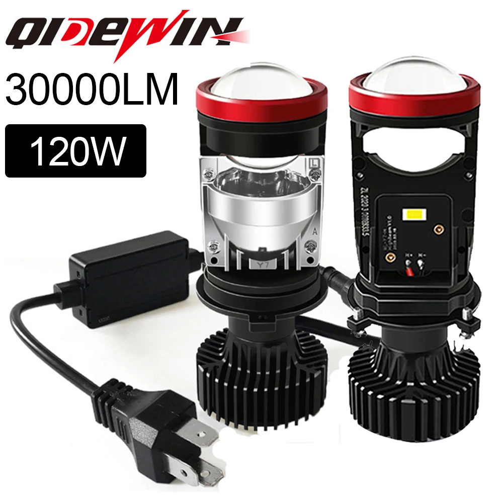 

H4 LED Headlights Car H4 Mini Projector Lens 6000K Super Bright 120W 30000LM Turbo Fan High Low Beam Canbus Spotlight LED Bulbs