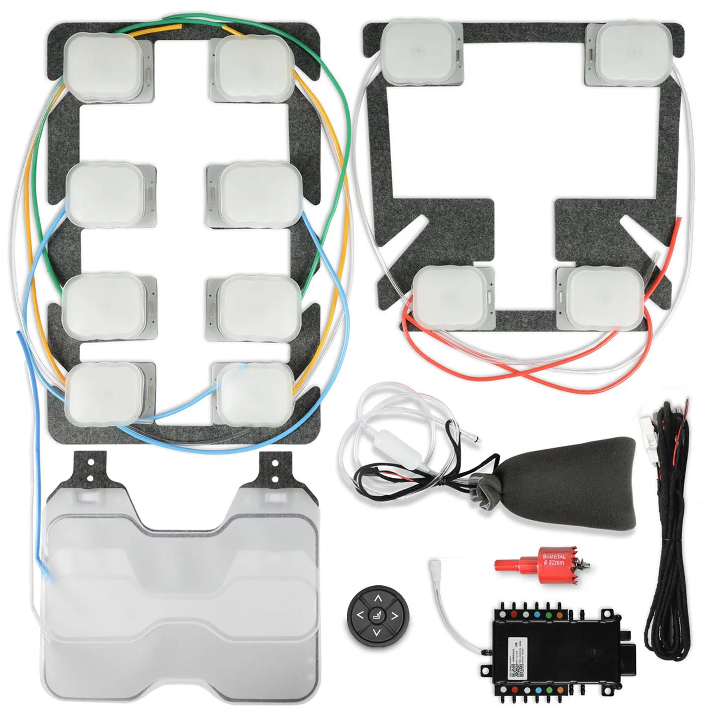 12V 12+2 Point Car Seat Pneumatic Massage Kit Built-in 9 Modes 3 Intensity With Switch Harness For Car SUV Truck