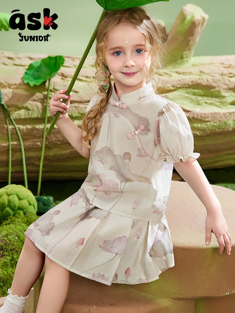 مجموعة فستان حصان صيفي جديد بأكمام قصيرة على الطراز الوطني للفتيات الصغيرات #1