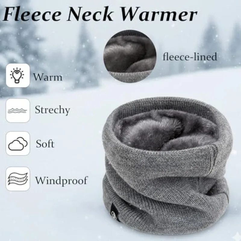 Winter Fleece Neck Warmer Gaiter Thermal Double Layer Snood Scarf Windproof Face Mask Tube Scarf Men Women Skiing Bandana