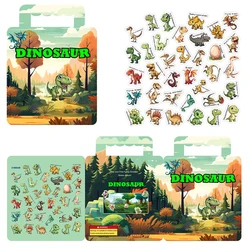 40PCS Reusable Dinosaur Animal Sticker Book Cartoon DIY Puzzle Educational Cognition Learning Toys Cute Animal Stickers for Kids