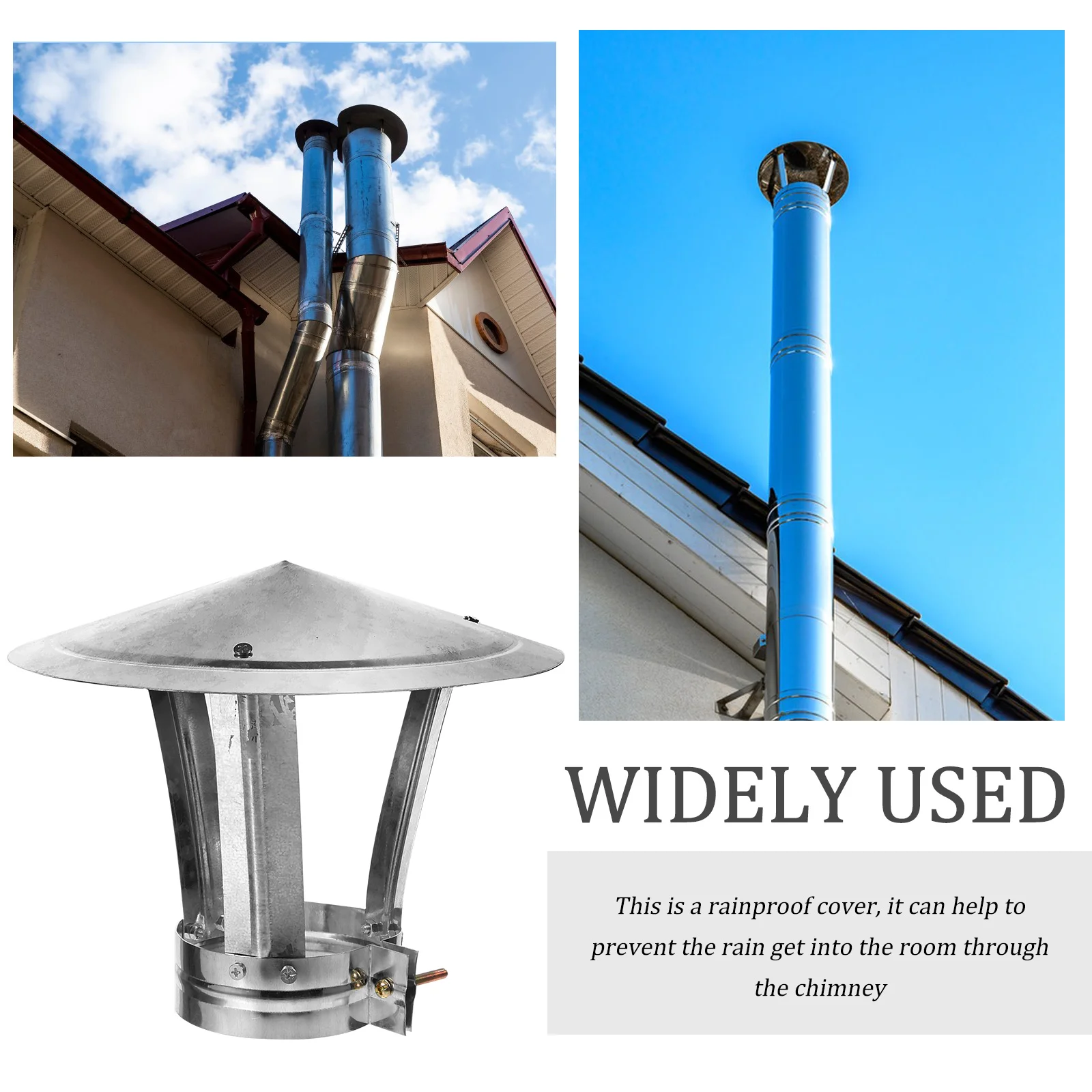 

Chimney Rain Cap 8cm Diameter Metal Cover Waterproof Smoke Tube Protector Ventilation Duct Accessory Long Use Easy Install