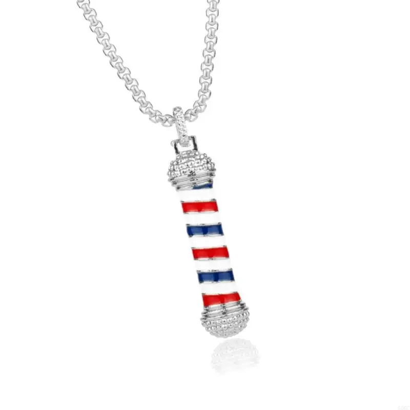 G5GC Stylish Barber Poles Necklace for Barbers and Hair Enthusiasts Casual Wear