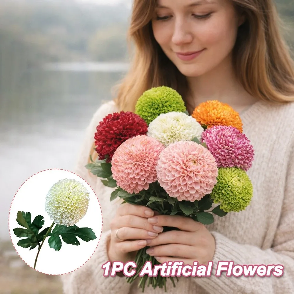 

Silk Cloth Simulation Chrysanthemum Onion Ball Branch DIY Floral Materials Hydrangea Soft Green Flower Artificial Flowers