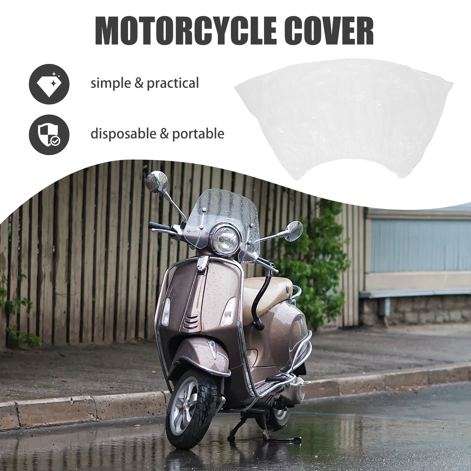 

4pcs Motorcycle Bike Cover All Weather Waterproof Disposable Outdoor Protection For Dirt Rain Guard Portable Lightweight Storage