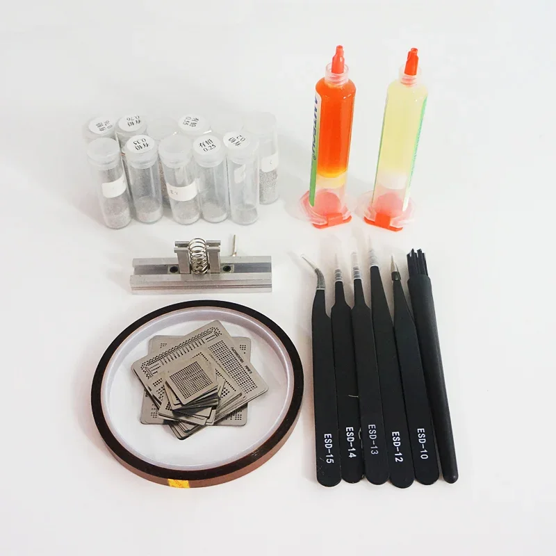 Directly Heating BGA Reballing Stencils Fixtures Bga Station Solder Ball Flux Tweezers for BGA Solder Machine Use