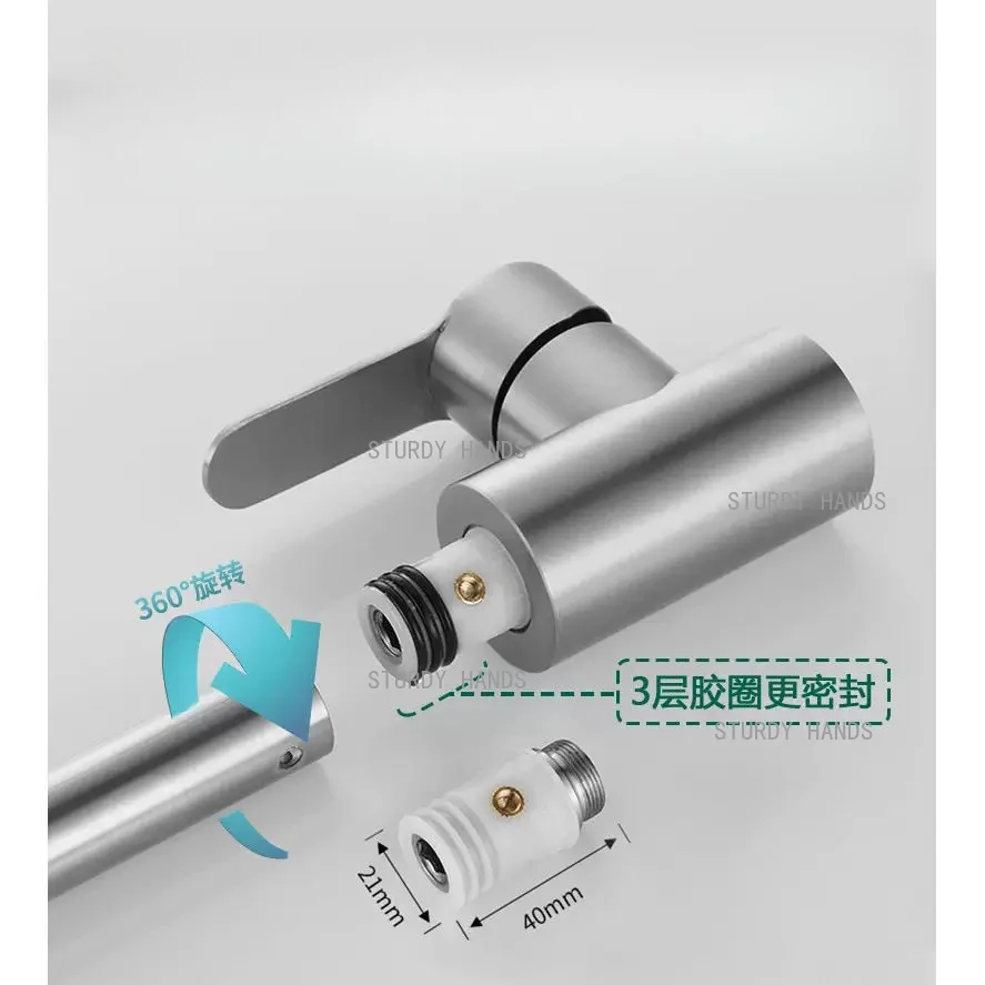 Stainless steel single cold water faucet small model Kitchen sink, bathroom basin, rotatable vertical small curved faucet