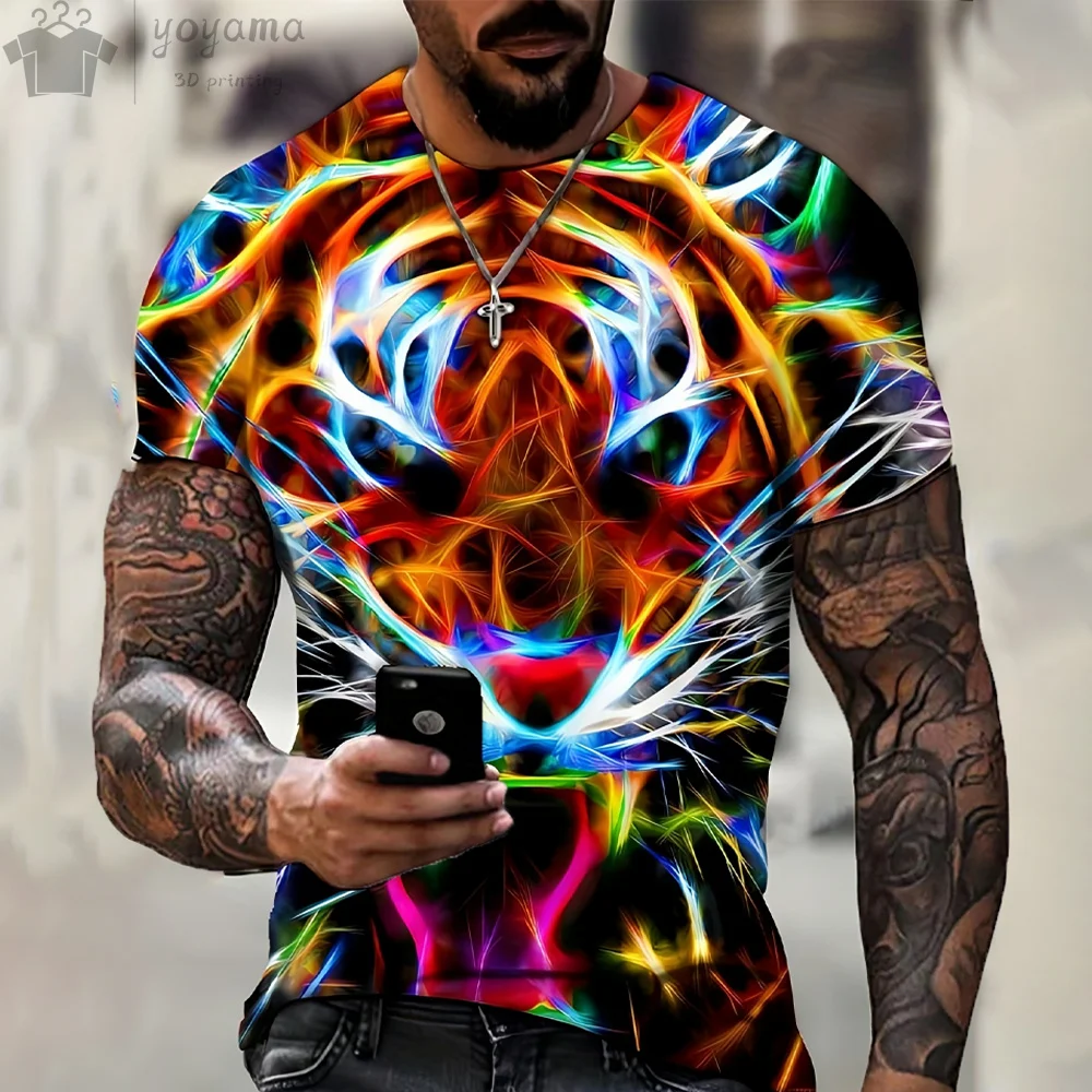 Summer New 3d Print Lion Pattern Tiger Shirt Handsome Short Sleeve Tee Fashion Casual T-Shirts For Men Loose Men\'s Clothing Tops