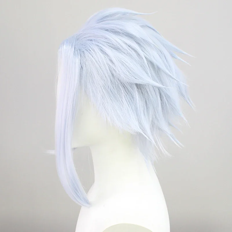 Genminインパクトコスプレウィッグ、ドッタ、医師、ライトブルーヘア、耐熱性、合成ウィッグ、キャップ、ハロウィーン、ドレスアップ、ゲーム