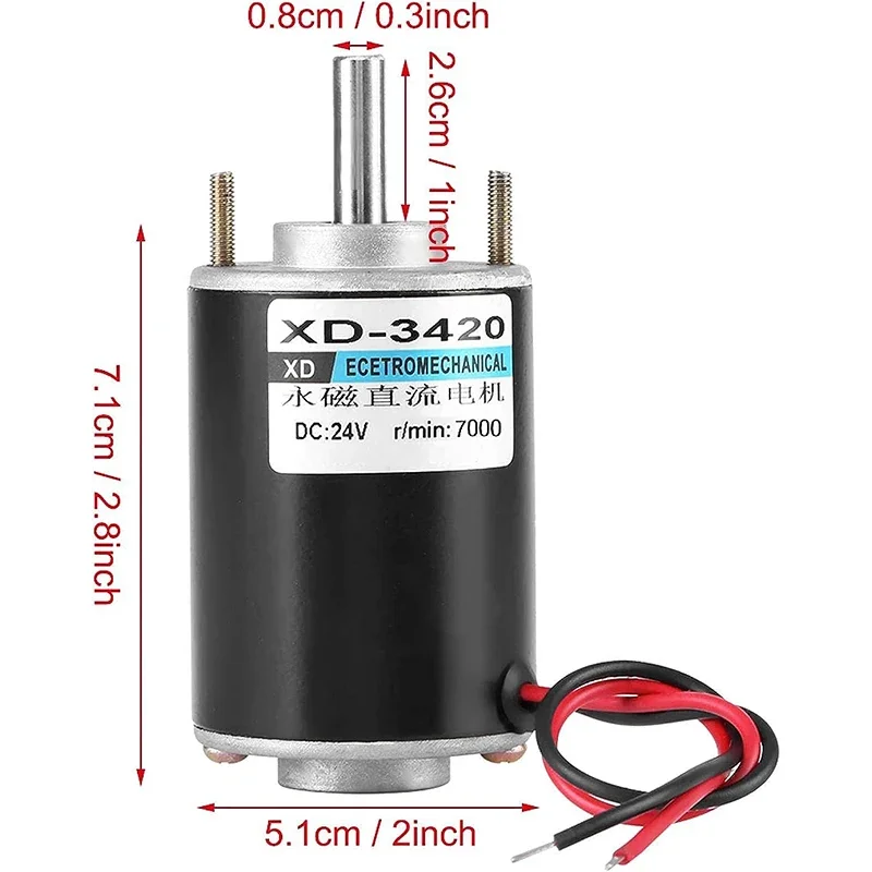 XD-3420 12V 3500RPM Permanent Magnet DC Motor,24V 7000 RPM High Speed Motor,30W Miniature Motor,DC Speed Regulating Motor