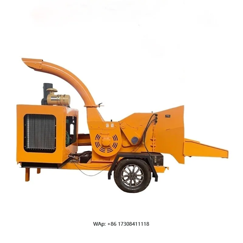 Wood Crusher New Forest Green Mobile Branch Crusher for Orchard Large Medium Small Electric Branch Crusher Motor
