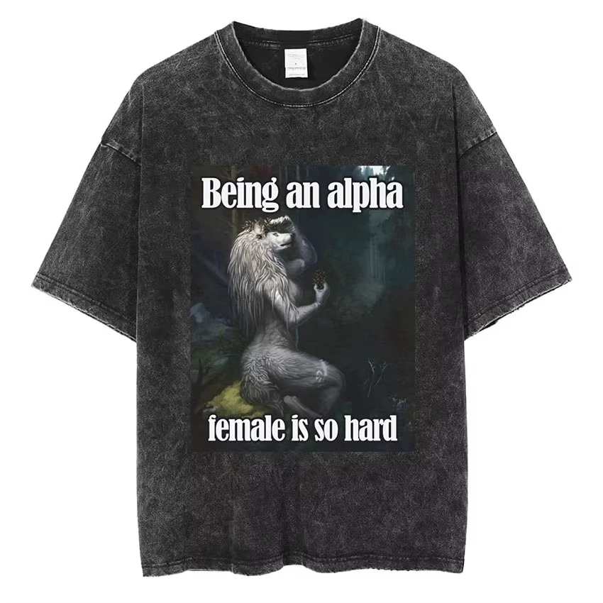 

Футболки с забавным принтом «Будь альфой» для мужчин и женщин, винтажные футболки в стиле Харадзюку с коротким рукавом, уличная одежда