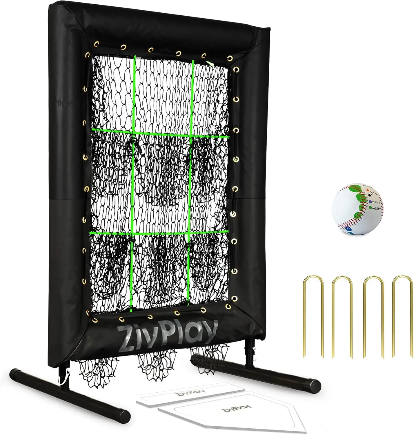 

Pitching Net 20"x30" Strike Zone 9 Pocket Pitching Net with Neon Separators for Clear Target 9 Hole Pitching Pocket Net with Pit