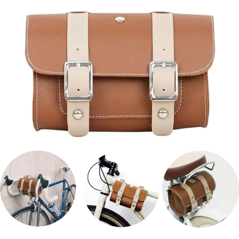 Retro Bicycle Saddle Bag Universal Pu Hard Shell Bag Hang Bag For Mtb Mountain Bikes Cycling Accessories