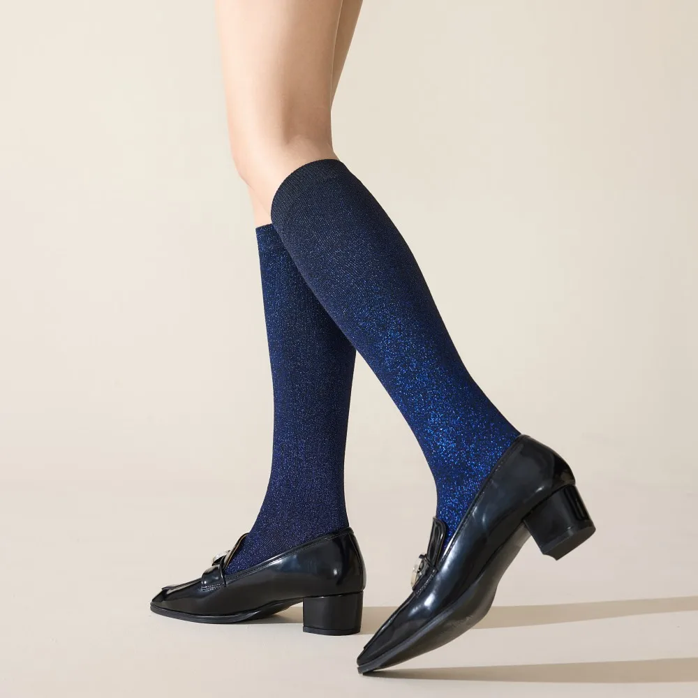 CZHIYAO Meias longas femininas feitas de ouro e prata, meias fofas de seda brilhante, presentes de Natal e Halloween para cosplay