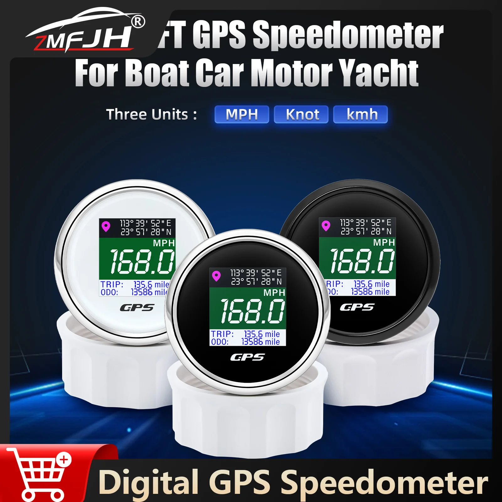 

52MM Digital GPS Speedometer With GPS Antenna TFT Screen Odometer Trip Speed Gauge Holder For Boat Car Yacht Gauge 12V 24V