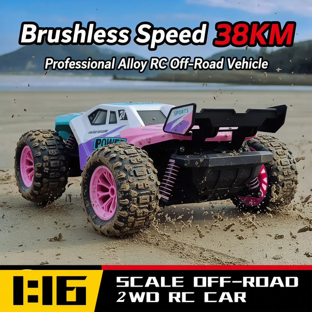 New 1/16 Remote Control Monster Truck 2.4g 38km/H High-Speed Rc Car 4×4 All-Terrain with LED Off-Road Vehicle for Kid Adults Toy