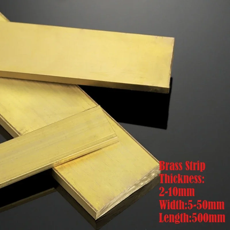 Thickness 2/3/4/5/6/7/8/10mm H59 Brass Flat Bar Plate Strip   Pure Copper Rectangular Solid Metal Sheet Width 5-50mm CNC Parts