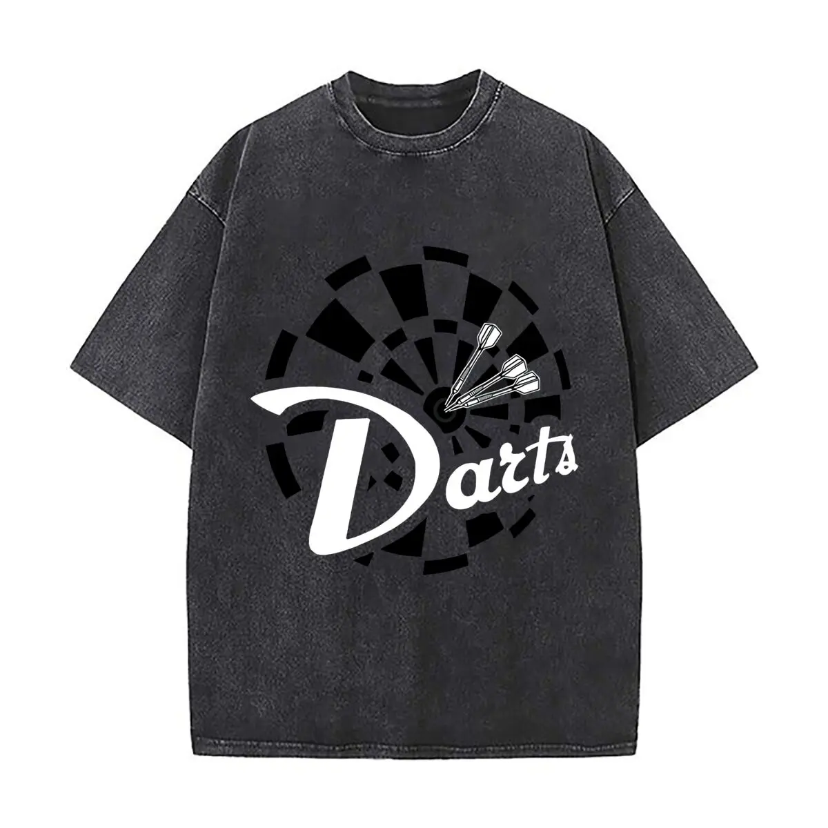 Darts Target Hobby Sports Art Casual Washed Distressed T Shirt Vintage Minimal Short Sleeve Top
