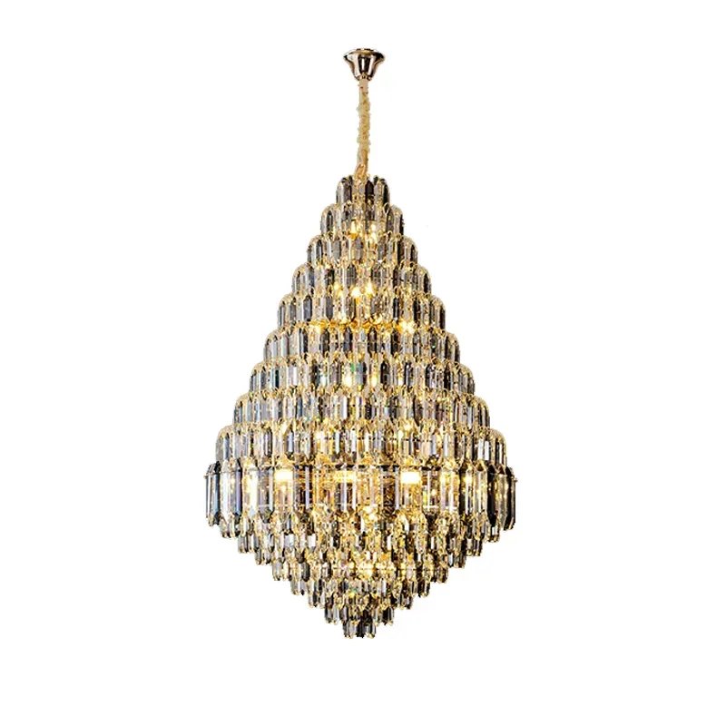 Luxury Crystal Chandelier for Villa Duplex Building New Style Middle Floor Living Room Staircase Decoration Large  Lamp