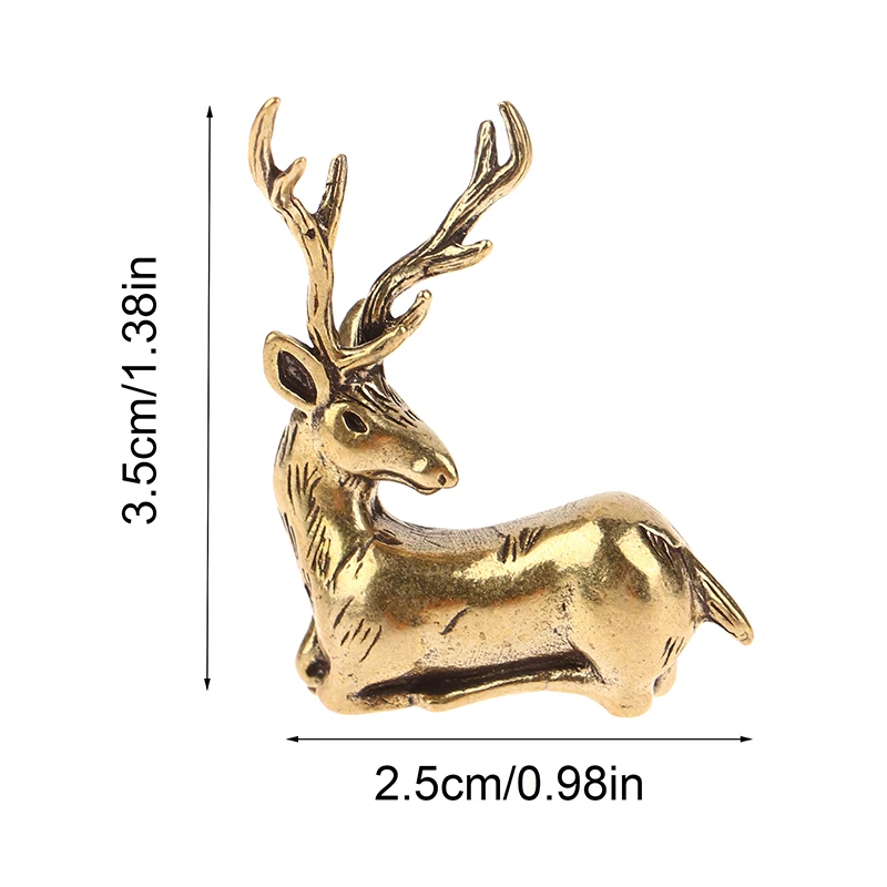 Figurine l'inventaire de wapiti de Noël en laiton rétro, accessoires de décoration de festival, mini statue de cerf, ornement de bureau ouvertement, 1PC
