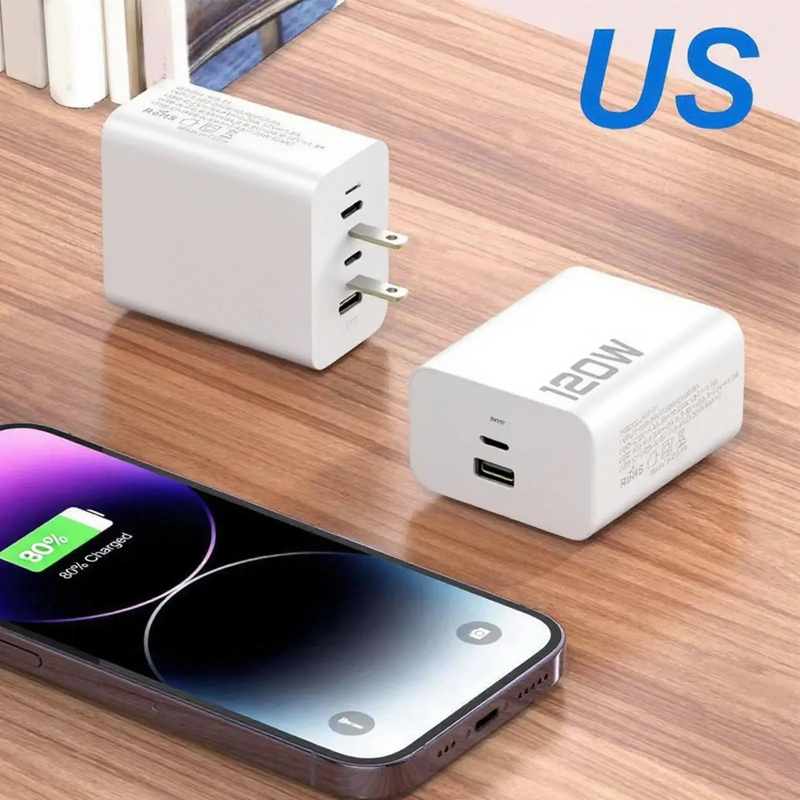 Xiaomi 120 W PD 4 Ports USB C Ladegerät Schnellladung Typ C USB Handy Ladegerät Schnellladeadapter für Samsung iPhone Huawei – Detail 2