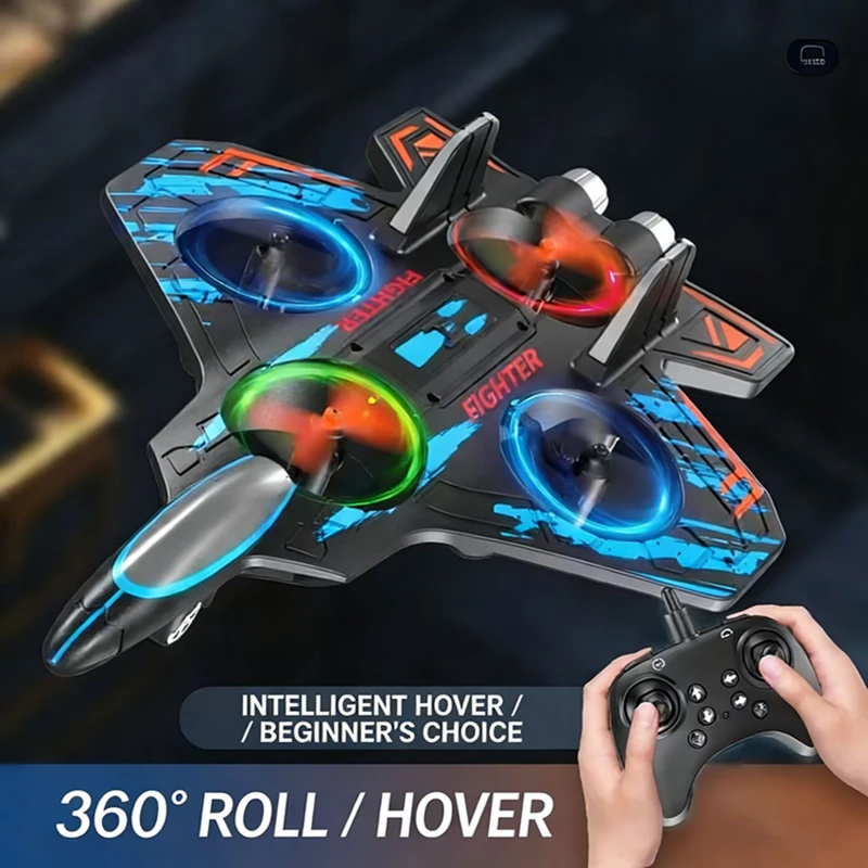Remote Control 2.4G Stunt Glider Fighter Radio Control 360°flip Wrap Around Plane Foam Airplane Toys Hobby Plane Toy with Light