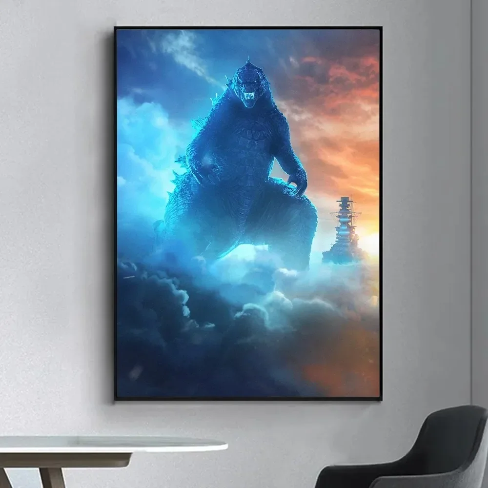 G-Godzilla Movie Monster Poster Sticky Posters Fancy Wall Sticker for Living Room Bar Vintage Decorative Painting Middle