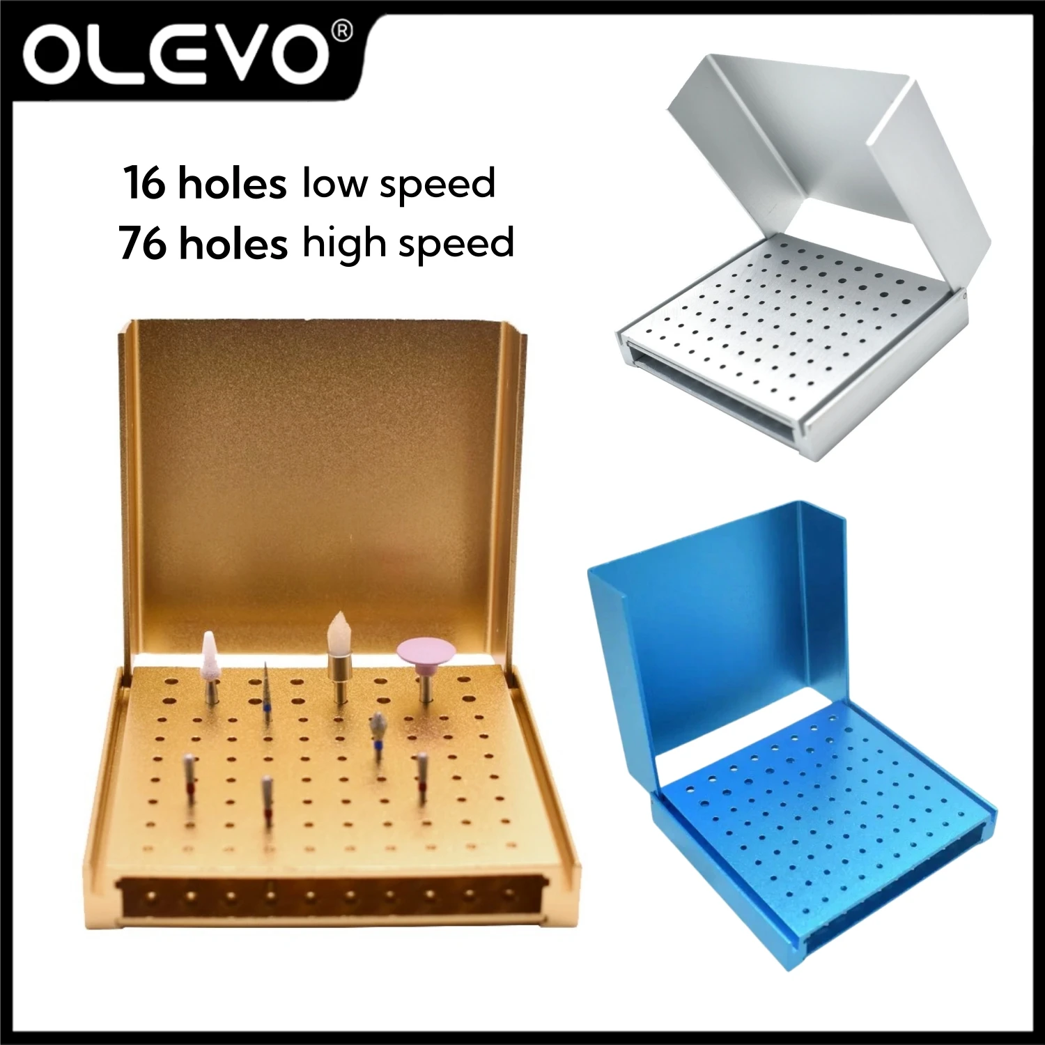 

86 Holes Dental Bur Holder For High And Low Speed RA FG Needle Endo Box Aluminum Cleaning Stand 135℃ Autoclavable Dentist Tools