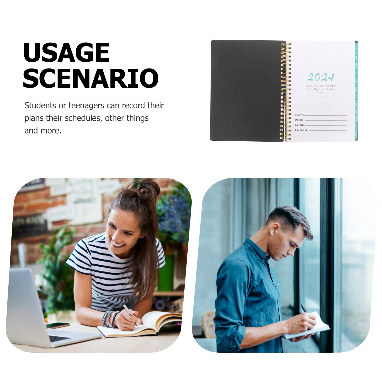 PP Cover Planner Book Portable Coil Academic Year Planner 2024 Smooth Writing Surface Multi Function Household Office Daily