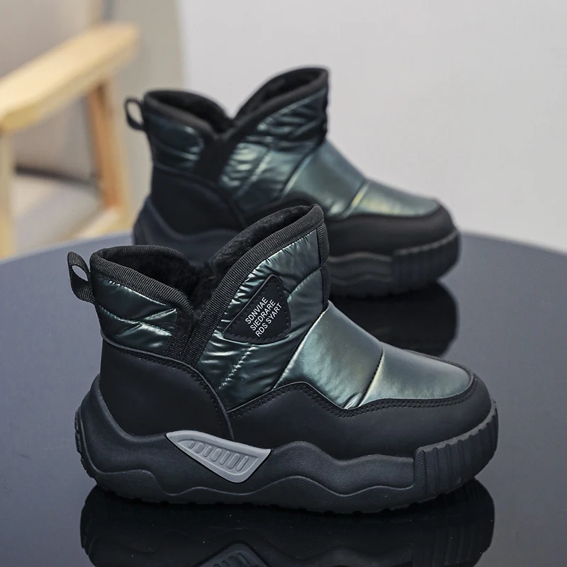 Zapatos de algodón de terciopelo de alta calidad para niños y niñas, botas de nieve para niños, botas cortas impermeables para niños