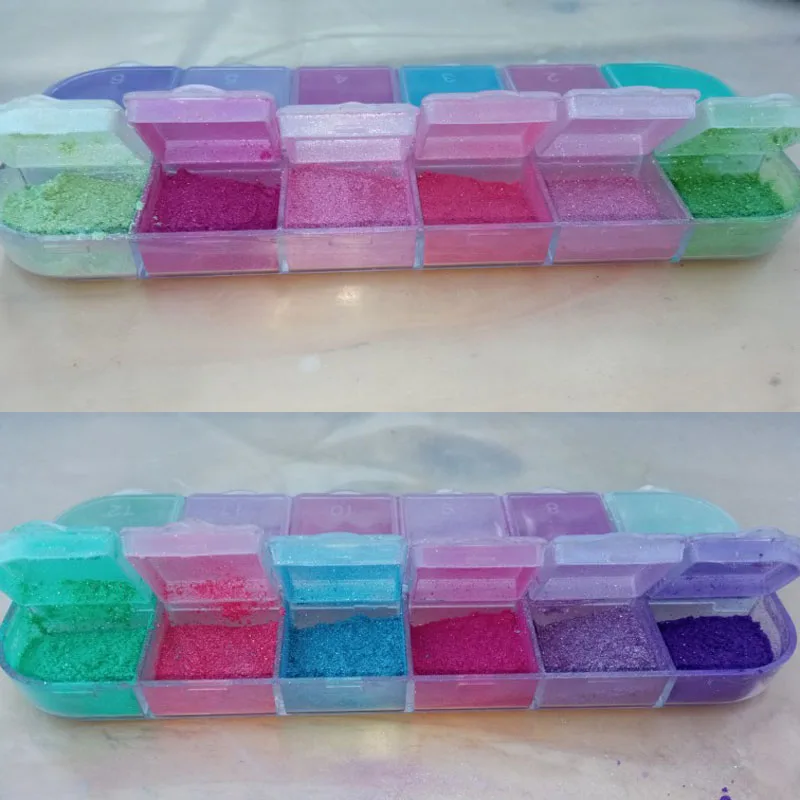 12 grilles Aurora miroir poudre Nail Art paillettes irisées Chrome poussière effet métallique Gel vernis sirène frottant Pigment décor *