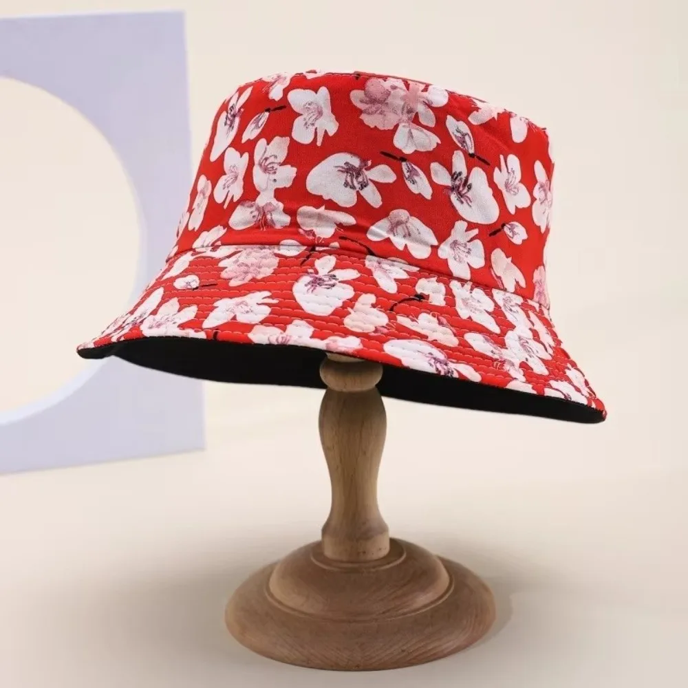 Unisex Design Reversible Brushed Printed Hat Bucket Style Printed Sun Cap Beach Sun Protect Hat Outdoor Travel