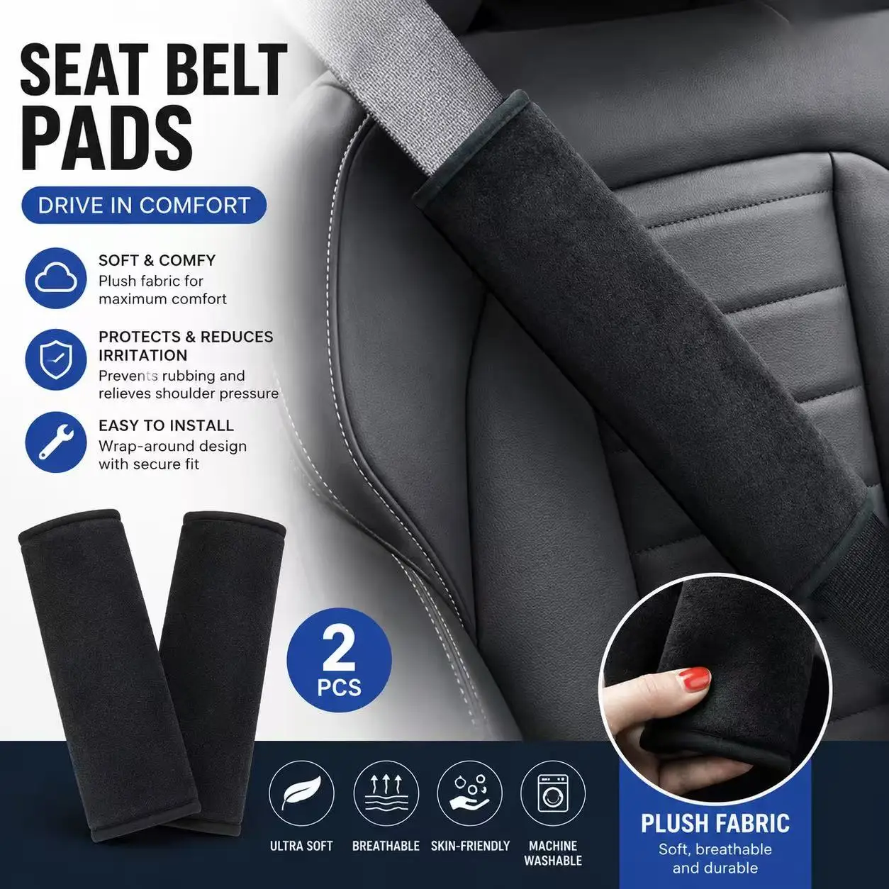 

2pc Universal Car Safety Belt Cover Adjustable Seat Belt Cover Shoulder Strap Covers Car Shoulder Protector Pad Auto Accessories