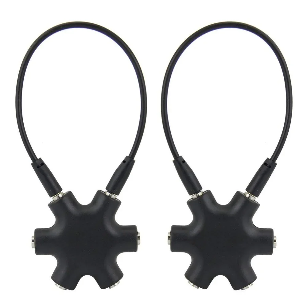2PC Multi Headphone Audio Splitter 3.5mm 5-Jack Female Connector Adapter with 3.5mm Stereo Cable 20cm Digital Audio Video Cables
