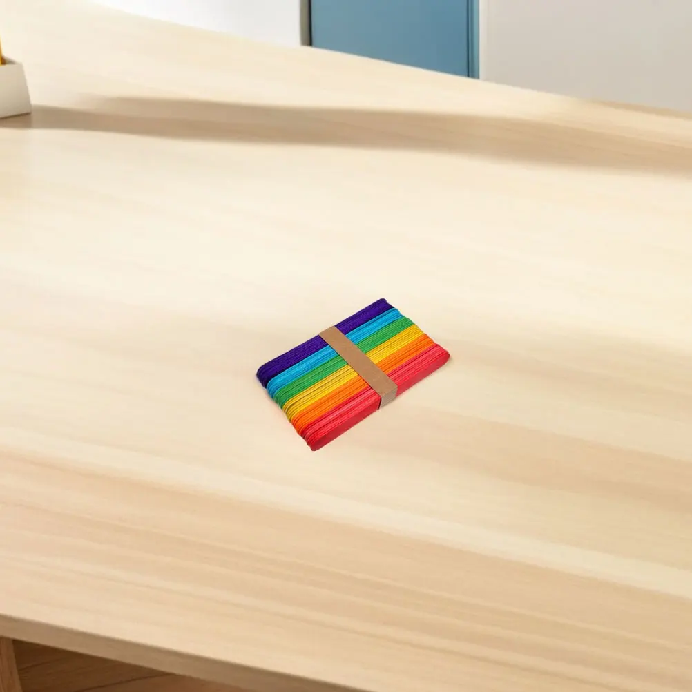 

100pcs Colored Craft Sticks Bulk DIY Wood Ornaments Jumbo Popsicle Creative Projects Teaching Aid Art Supplies