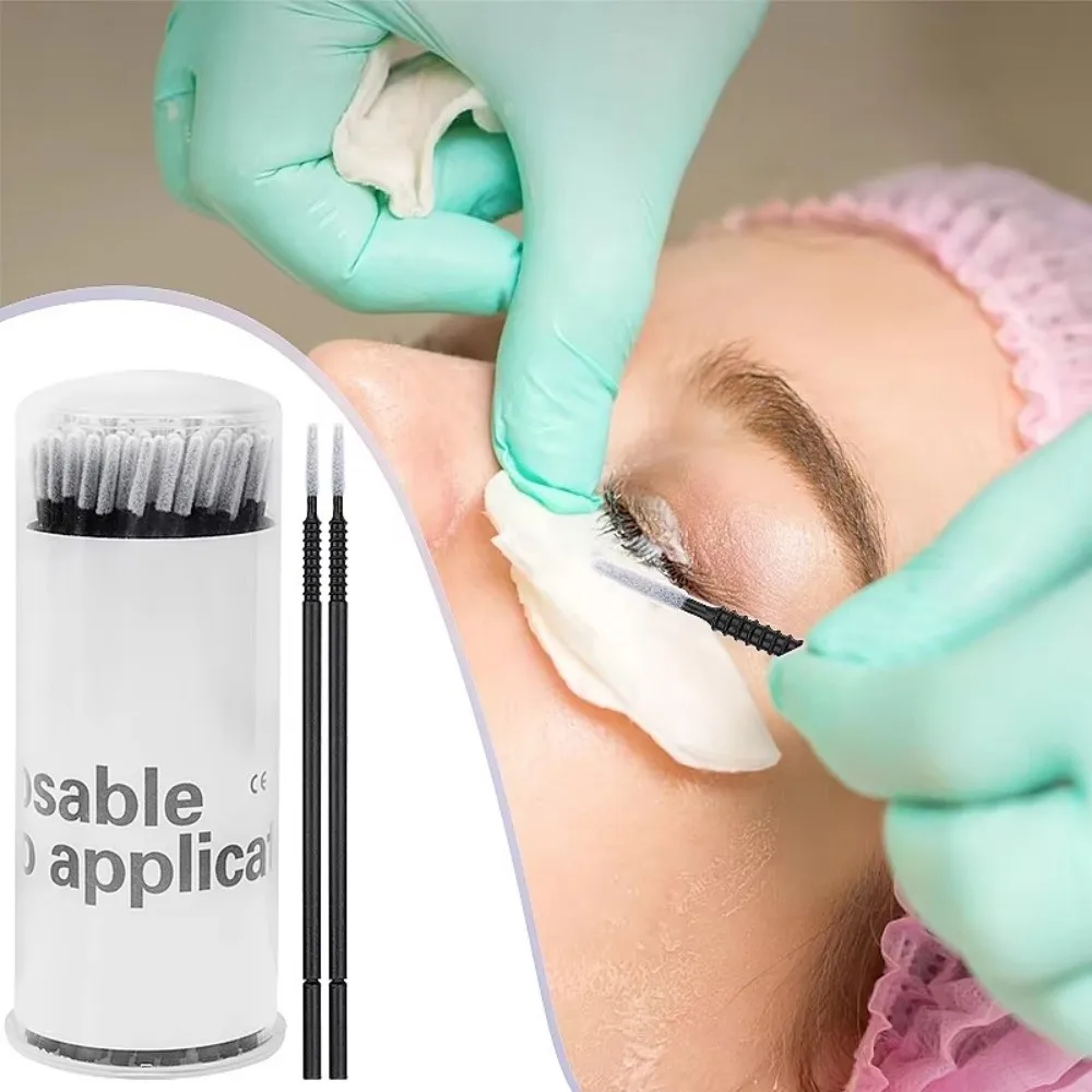 100pcs Disposable Cotton Swabs Mini Glue Removal Micro Applicator Brushes Precise Application Mascara Applicators