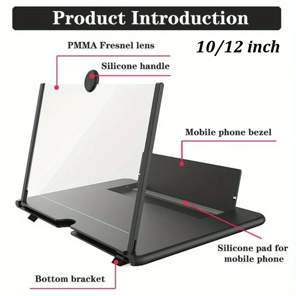 Mobile Phone Screen Amplifier 10/12 inch Multi Functional HD Amplifier HD Screen Magnifying Glass Anti Blue Light Eye Protection