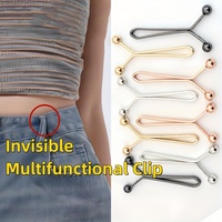 4pcs Invisible Metal Waist Clips - Adjustable Button Clips for Jeans/Clothes, Slimming Tightener with Hidden Design
