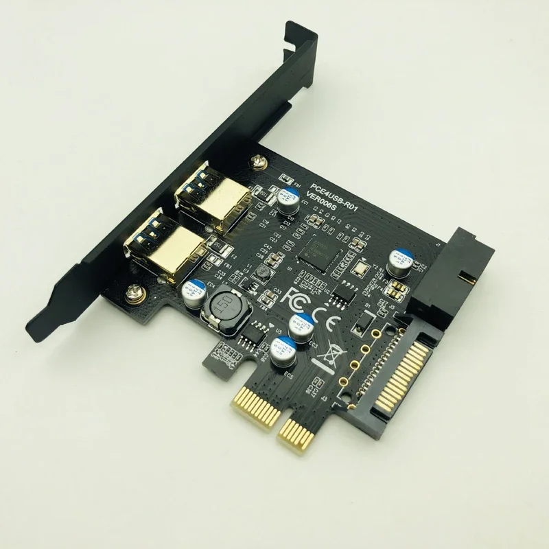 NEW 2 Port USB 3.0 PCIE Expansion Card Super Speed USB 3.0 PCI Express Card 5Gbps with 19Pin Connector SATA Power for Desktop PC