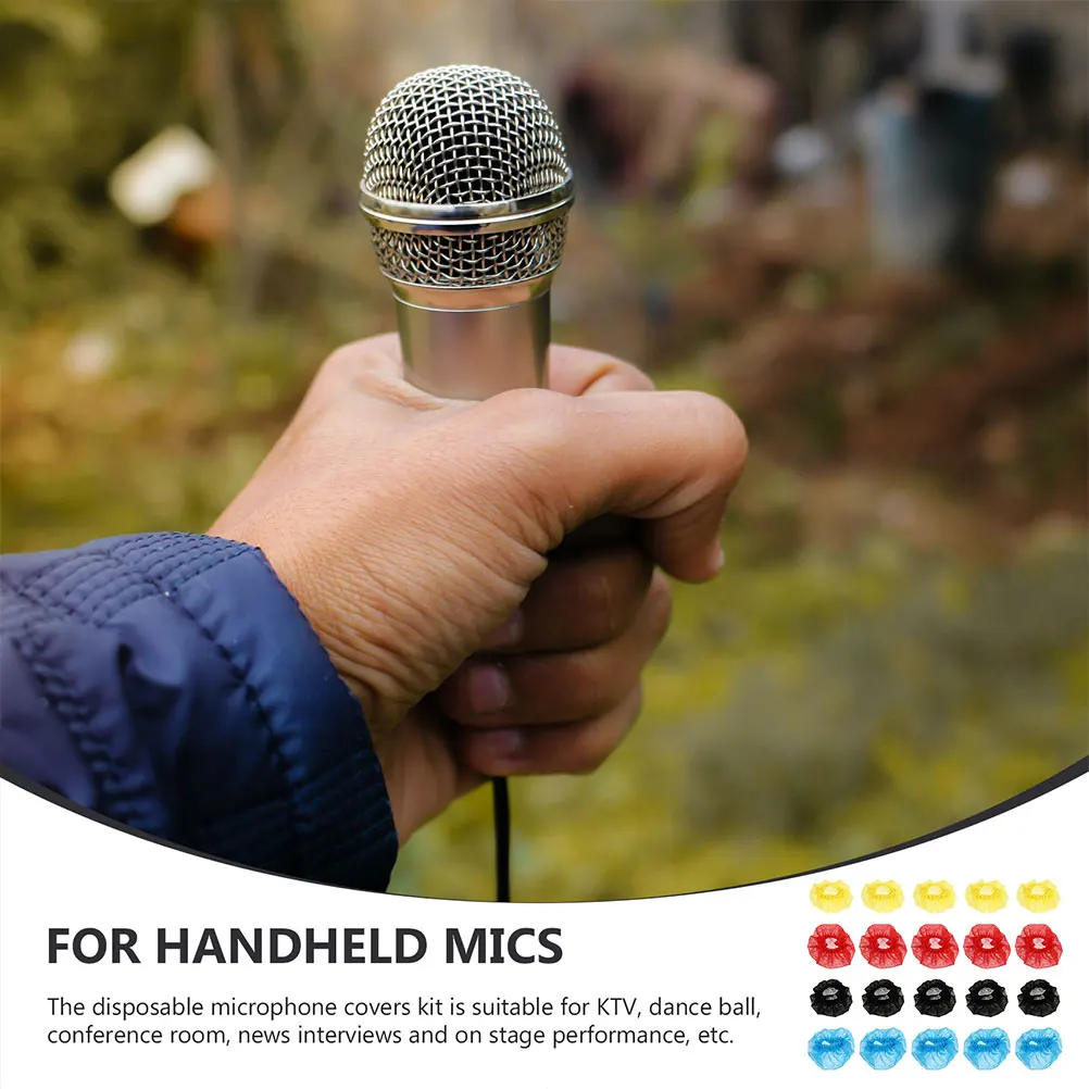 

120pcs Disposable Microphone Cover Non woven Anti splash Each Black Red Yellow Mic Protector Recording Meeting Stage