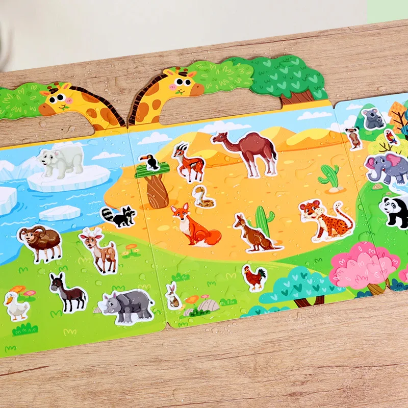 Kids Sticker Book Toy | Reusable Jelly Stickers Quiet Book for 3+ Toddler Preschool Focus Concentration Training Educational