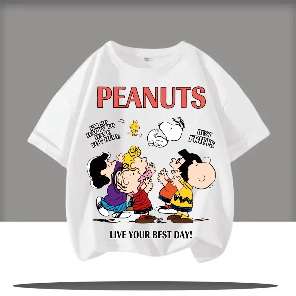 

Snoopy Boys and Girls Birthday T-shirt Cartoon Anime Pattern 1-9 Printed T-shirt Children's Summer Cute Top Quick drying Mesh