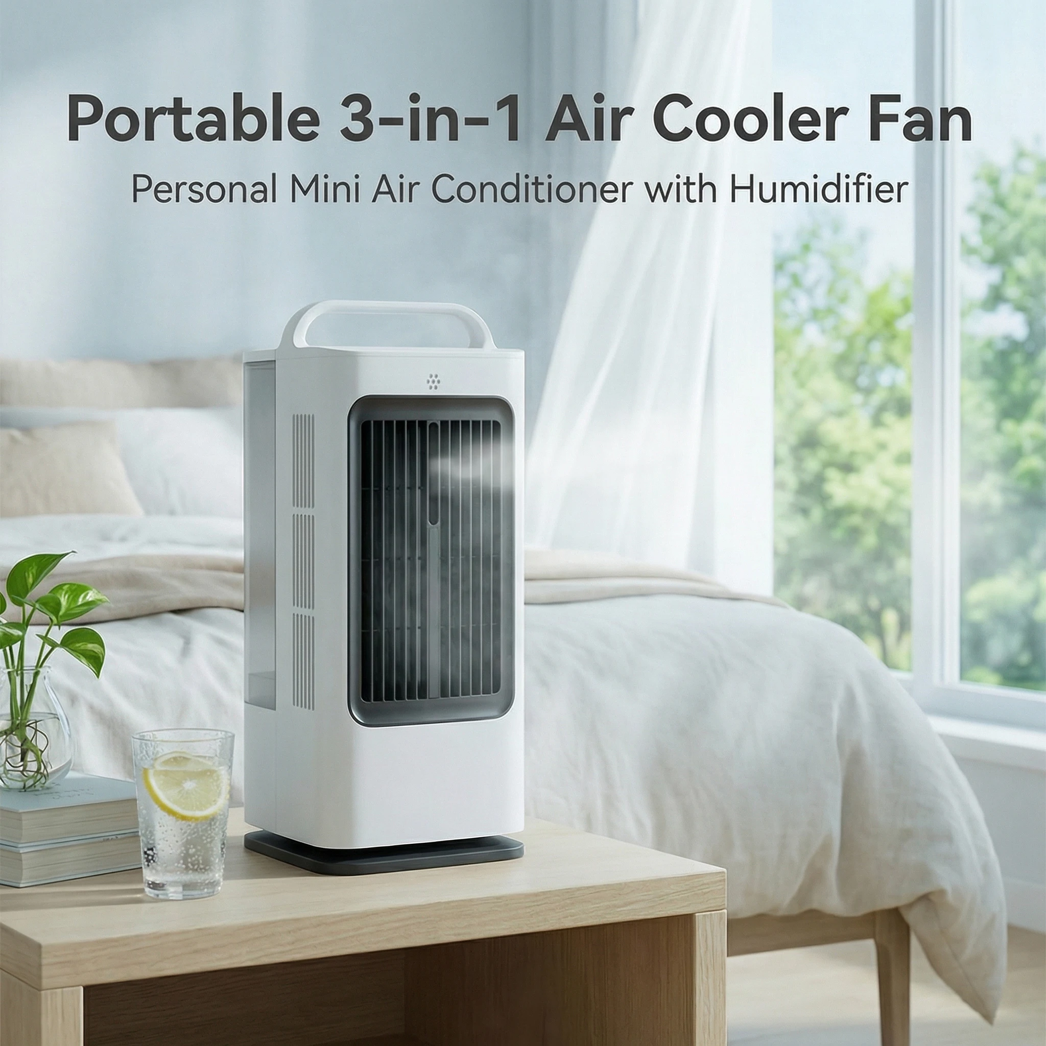 

1700ml 3-IN-1 Mini Portable Air Cooler with remote control 120 degree swing air conditioner with 3-speed speed Household Desk