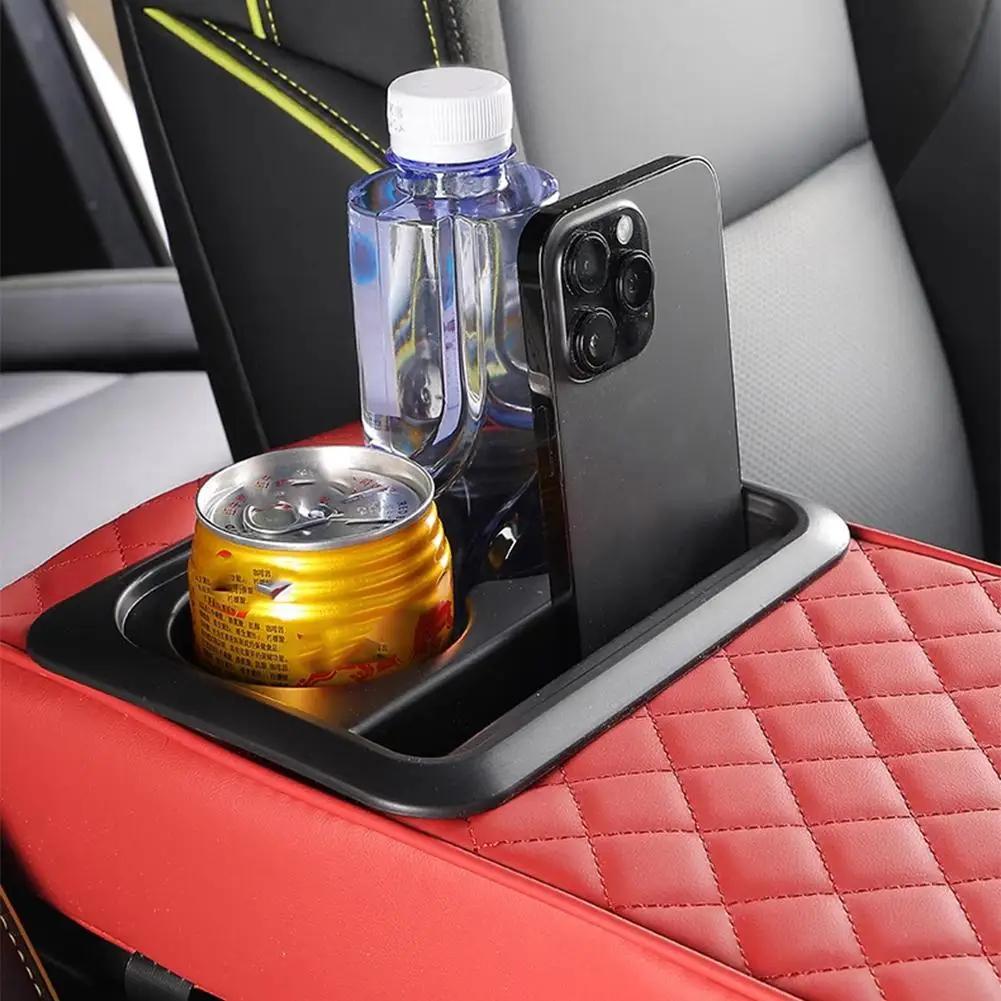 Auto-Armlehnen-Konsolenverlängerung mit 2 Getränkehaltern, Erhöhungspolster aus PU-Leder, universelle Auto-Innenraum-Aufbewahrungsbox, Taschentuch-Organizer – Detail 19