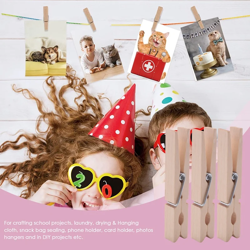 Heavy Duty Outdoor Clothespins com Primavera, Prendedores de roupa de madeira para artesanato e roupas penduradas no varal Lavanderia