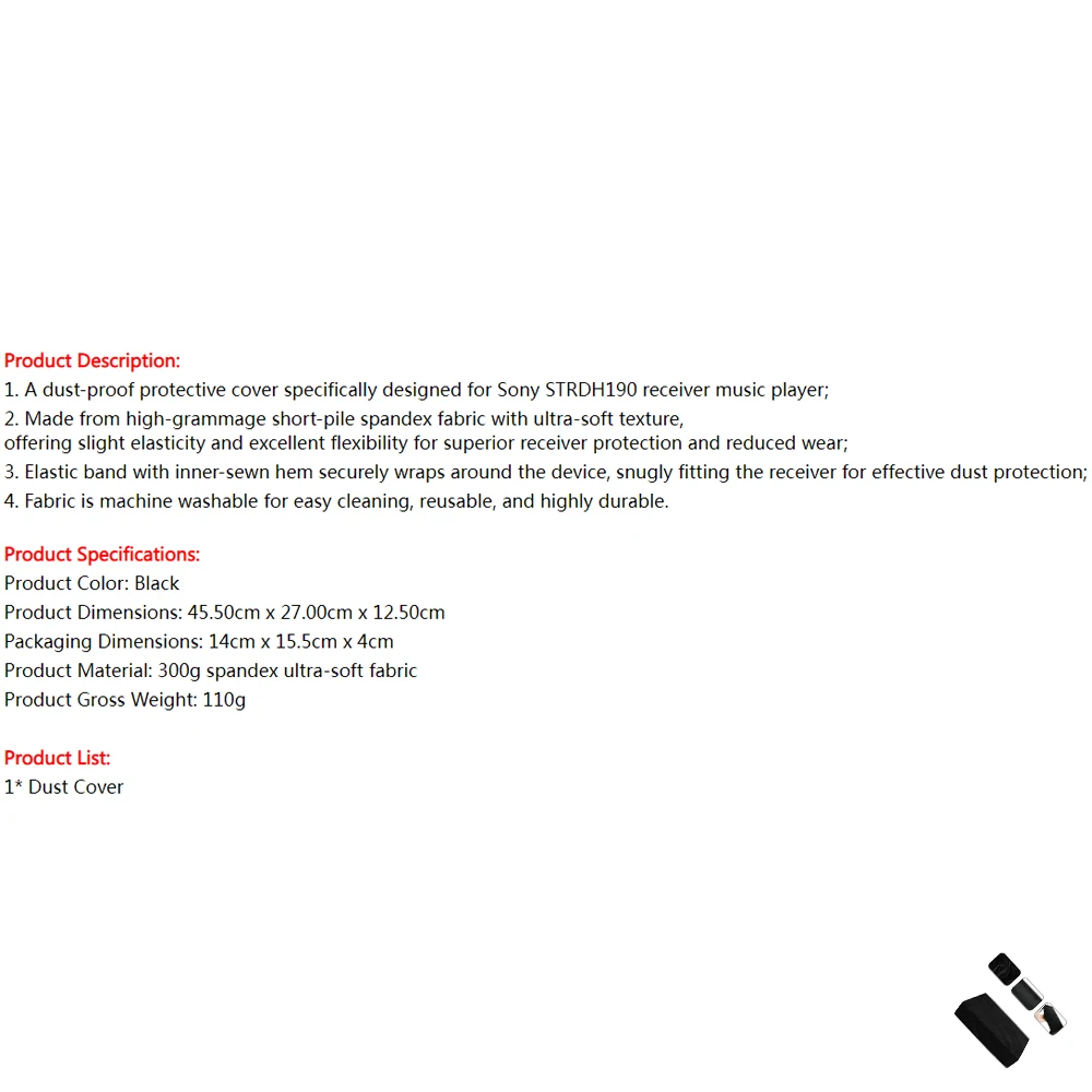 

Dust-proof Protective Case for Sony STRDH190 Audio Receiver Soft Stretch Music Player Cover With Elastic Fit