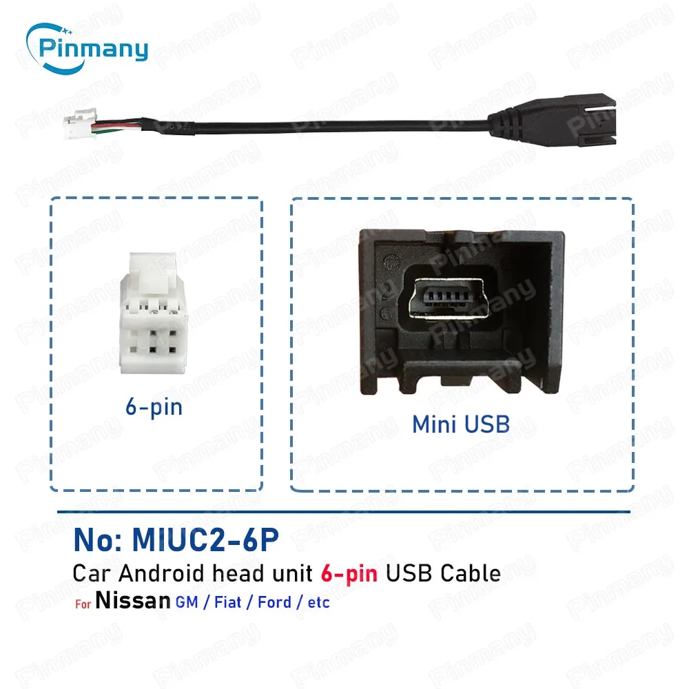 Car Android Radio Audio Connector MIUC2 4 6 Pin to Mini USB Wire Harness Cable Adapter for Nissan Chevrolet Fiat Renault Jeep